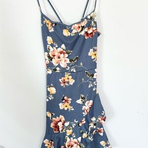 Lovely Day Floral Midi Dress in Blue and Pink